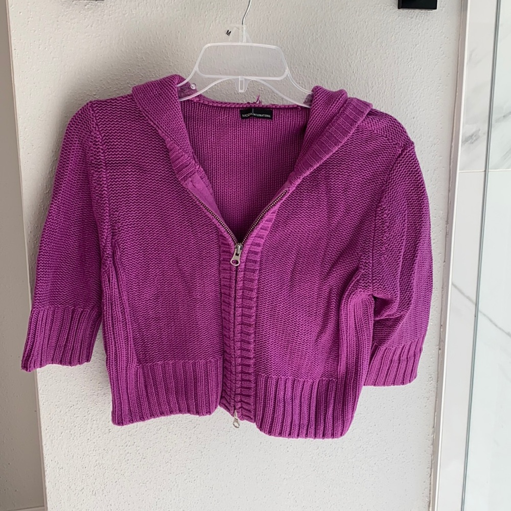 Fucia Cropped Zipper Hoodie